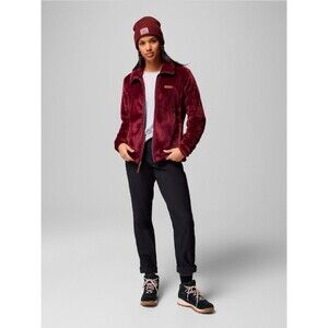 Columbia Fire Side II Sherpa Full Zip Fleece Jacket Rich Wine Red size M